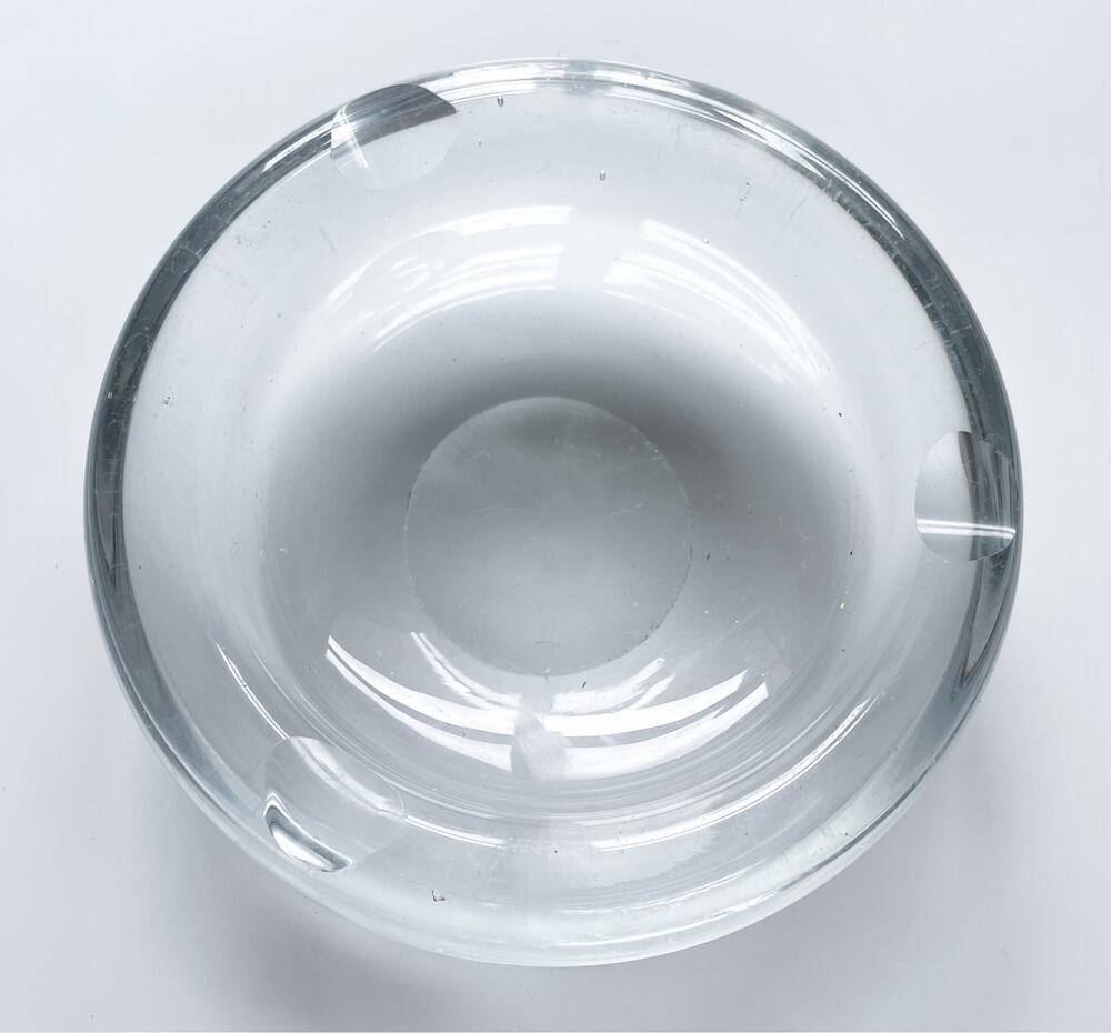 Vintage MCM Large Clear Rounded Glass Ashtray